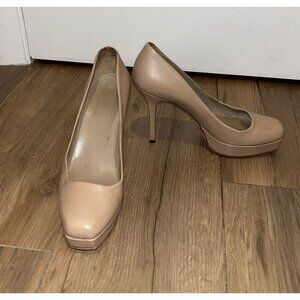 Gucci Womens Nude Leather Platform Pumps High Heel Authentic  Shoes Size 8.5
